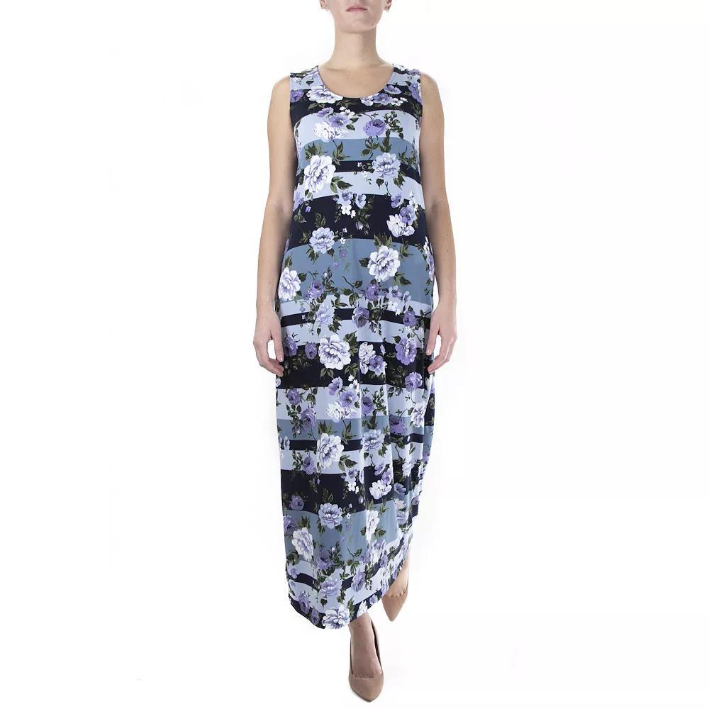 Women's Nina Leonard Print Maxi Dress, Size: Medium, Navy Ice Blue Team Product Image