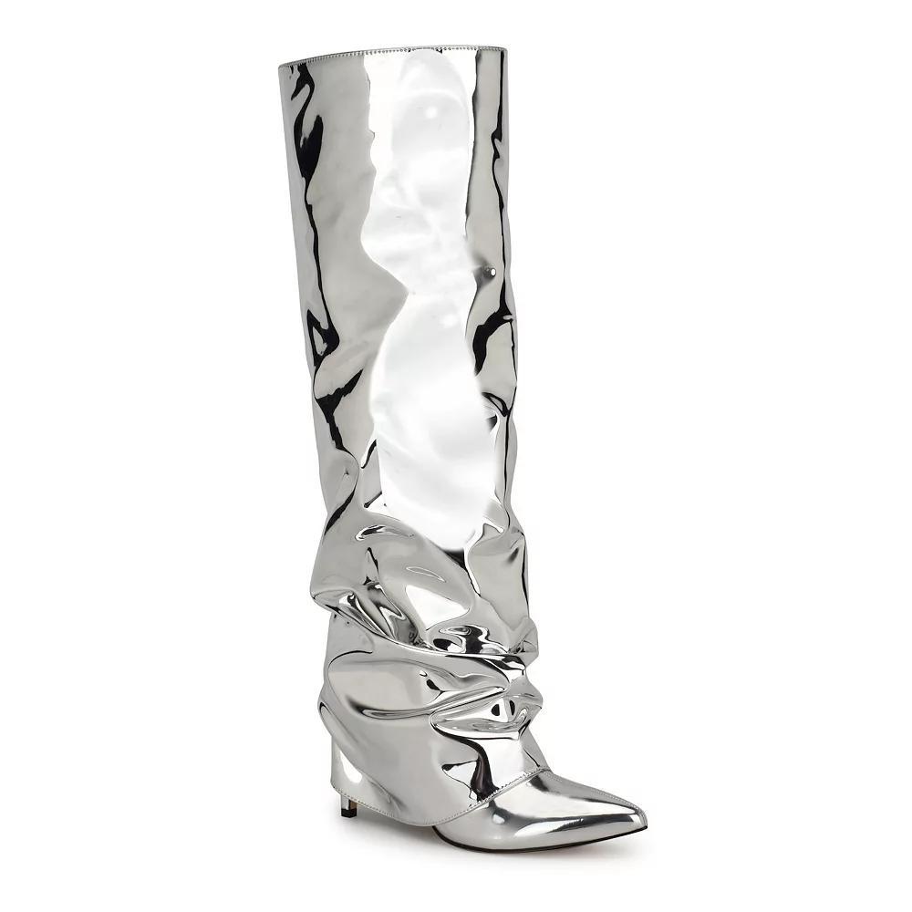Nine West Randee Women's Pointy Toe Slouchy Dress Boots, Size: 6, Silver Mirror Grey Product Image