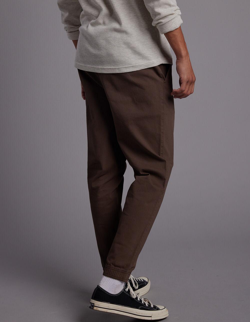 RSQ Mens Twill Jogger Pants - DARK BROWN Product Image