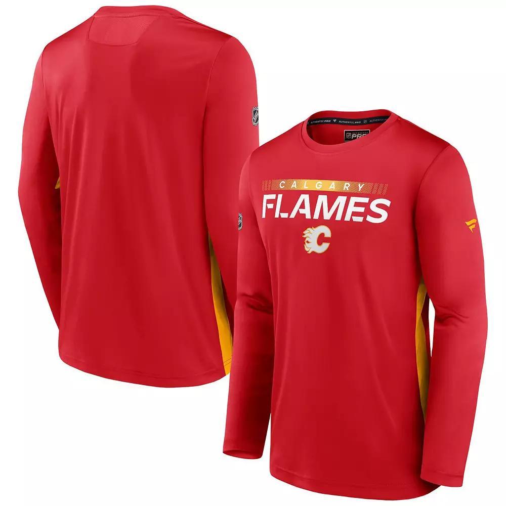 Men's Fanatics Branded Red Calgary Flames Authentic Pro Rink Performance Long Sleeve T-Shirt, Size: Small, Flm Red Product Image
