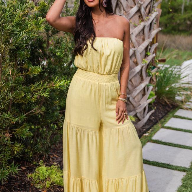 Sunny Side Of Life Yellow Strapless Jumpsuit FINAL SALE Product Image