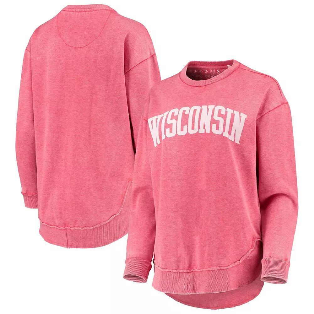 Women's Pressbox Red Wisconsin Badgers Vintage Wash Pullover Sweatshirt, Size: Medium Product Image