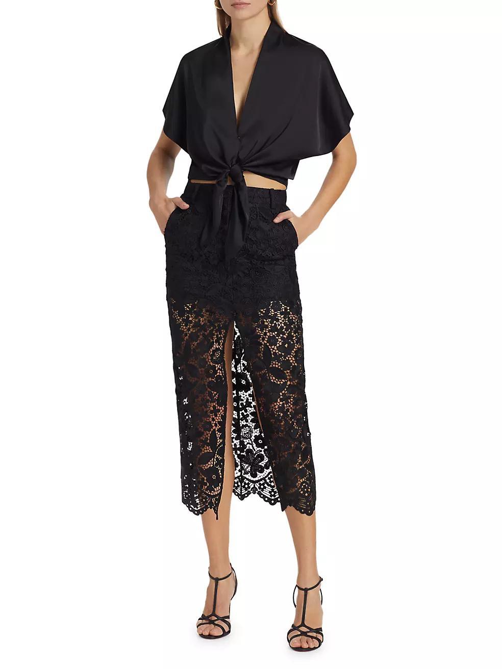 Caro Satin Tie-Front Blouse Product Image
