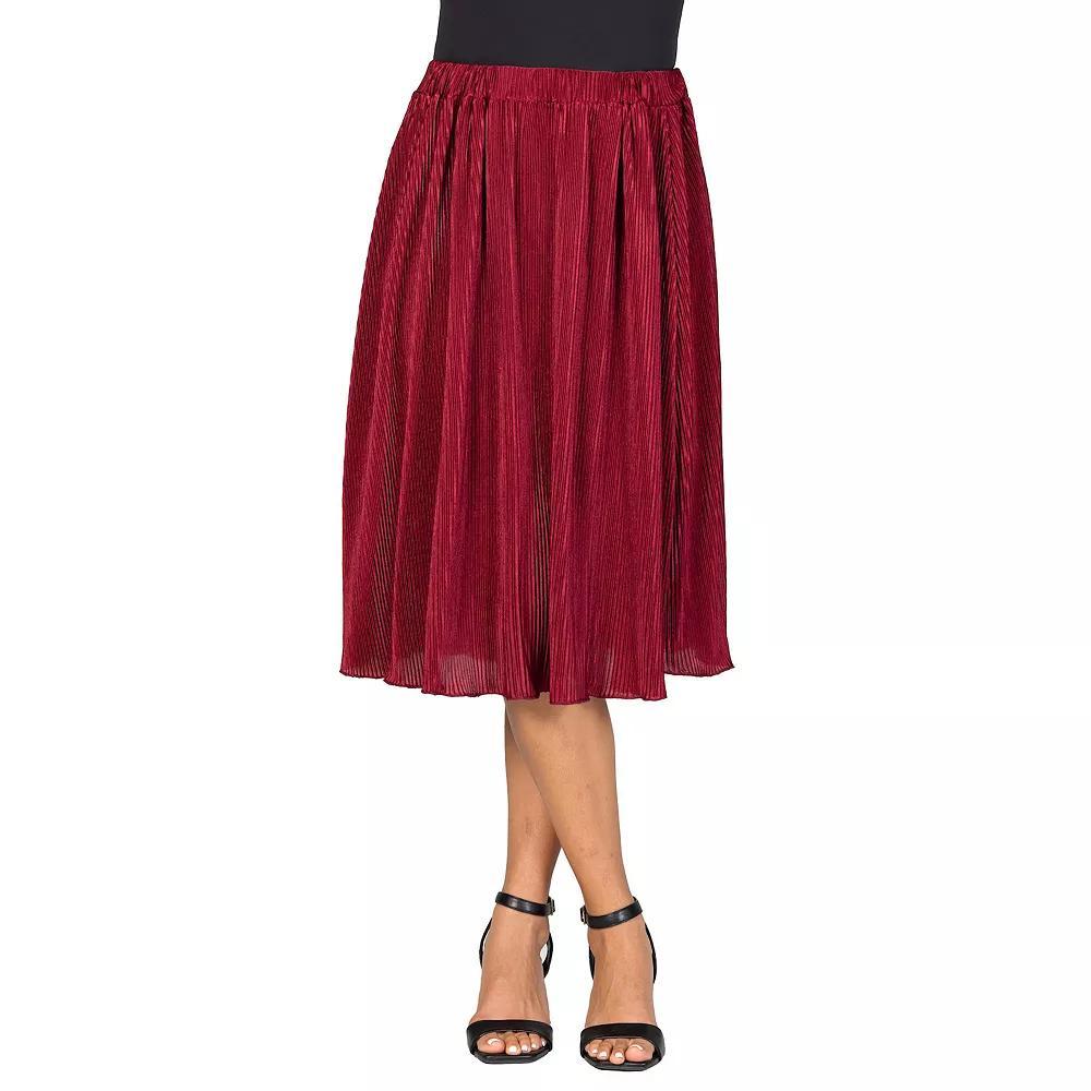 Women's 24Seven Comfort Apparel Elegant Accordion Pleated Elastic Waistband Party Midi Skirt, Size: Medium, Hunter Product Image