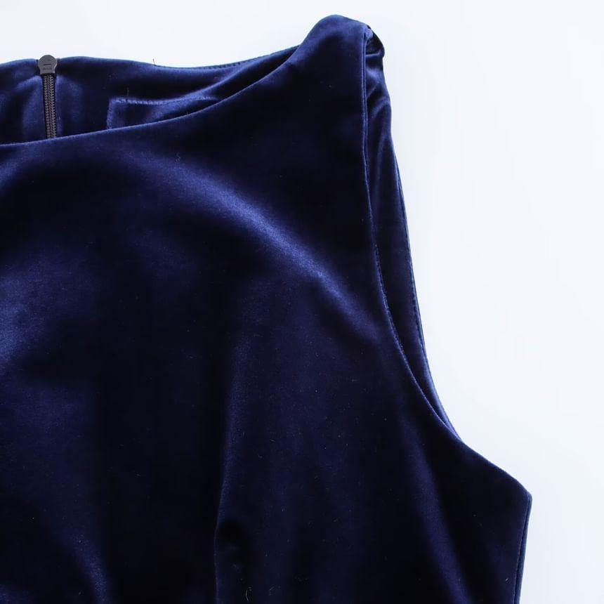 Sleeveless Plain Bow Mini A-Line Dress Product Image