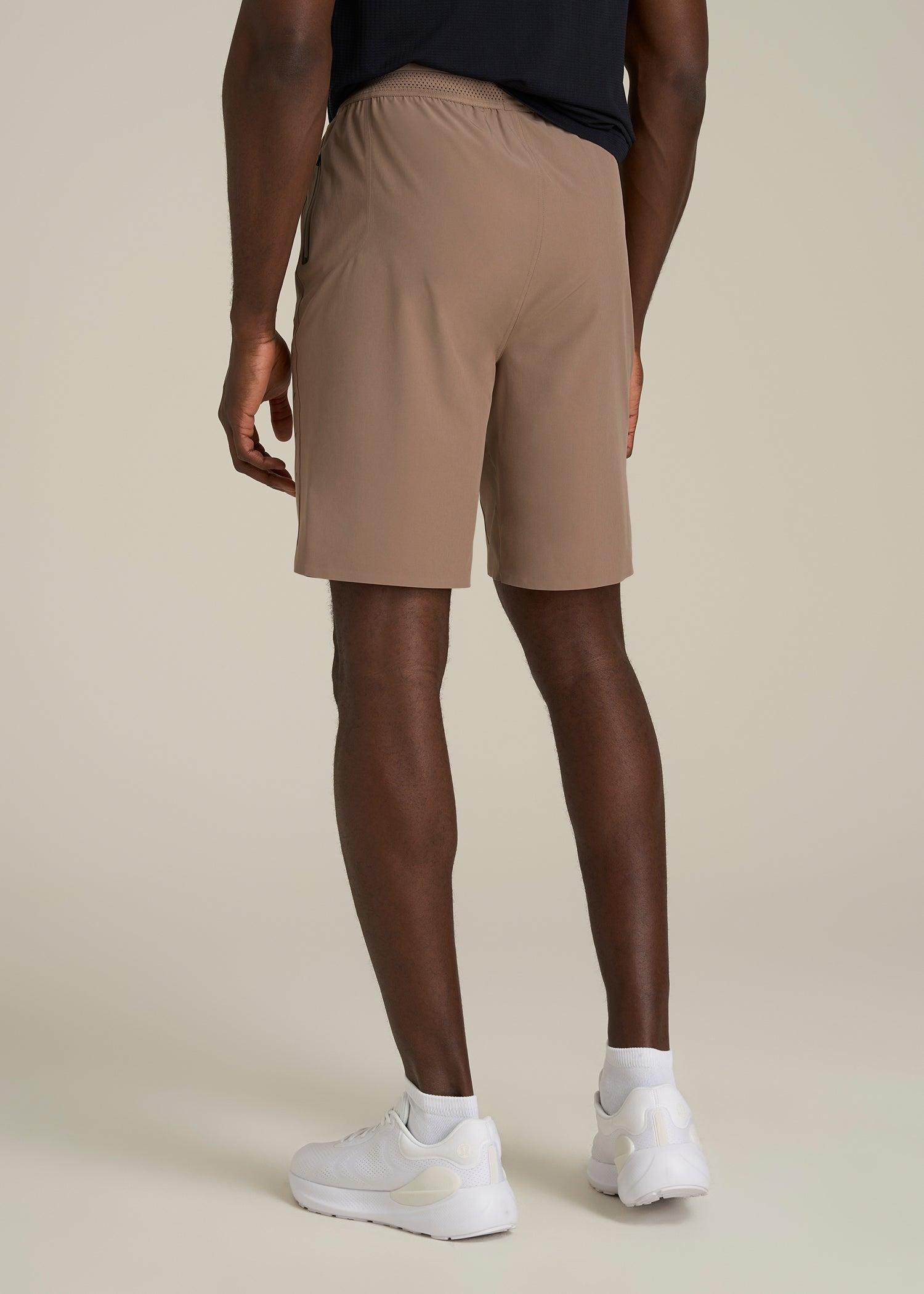 Featherweight Perforated Training Shorts for Tall Men in Dark Sand Product Image