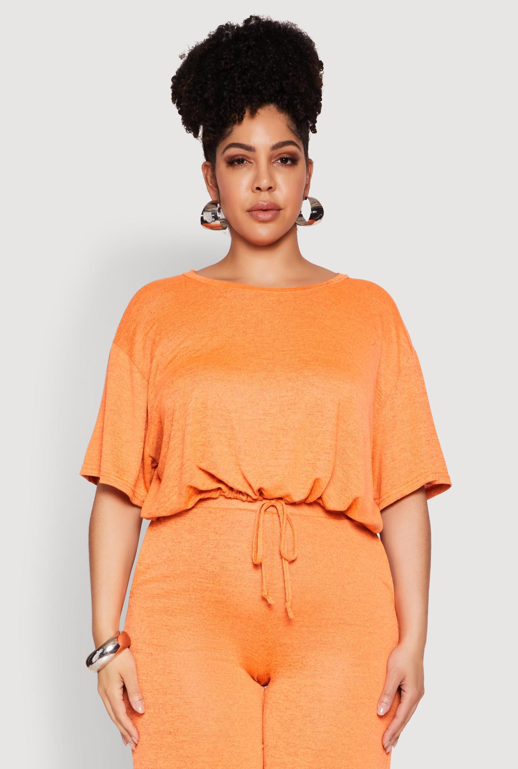 Womens Plus Size Daisy Brushed Knit Drawstring Hem Tee Product Image
