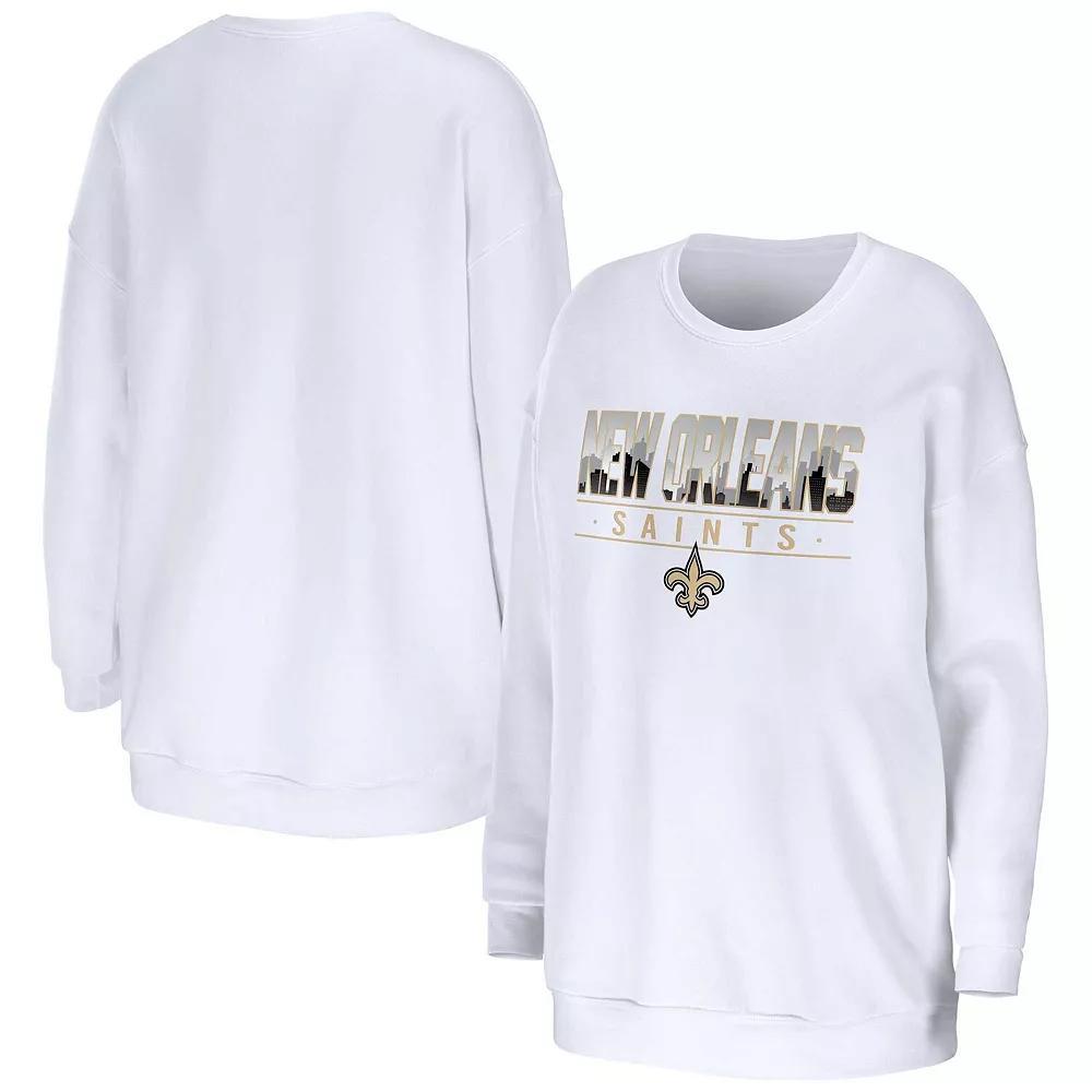 Women's WEAR by Erin Andrews White New Orleans Saints Domestic Pullover Sweatshirt, Size: Large Product Image