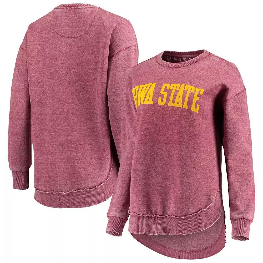 Women's Pressbox Cardinal Iowa State Cyclones Vintage Wash Pullover Sweatshirt, Size: Large, Red Product Image