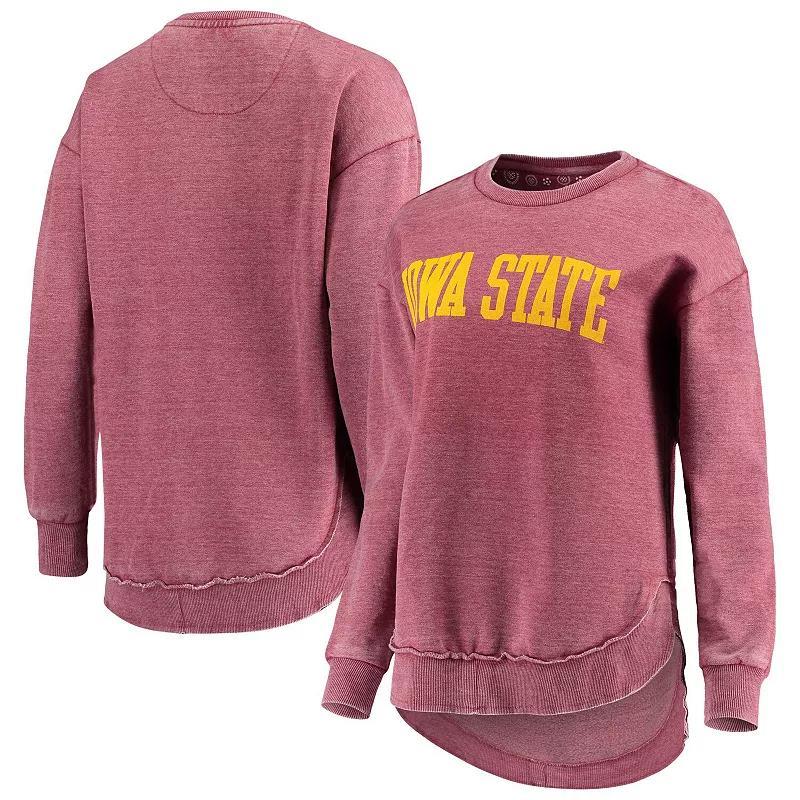 Women's Pressbox Cardinal Iowa State Cyclones Vintage Wash Pullover Sweatshirt, Size: Large, Red Product Image