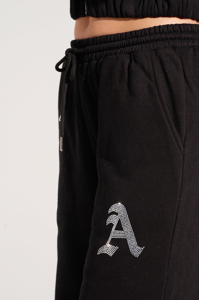 DEXTRA WIDE LEG SWEATPANT WITH RHINESTONE DETAIL Product Image