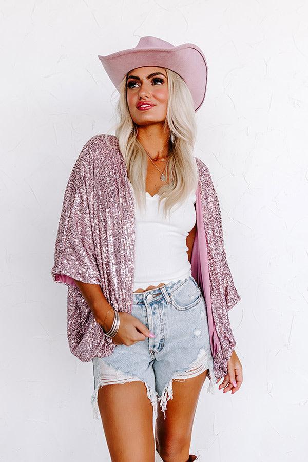 Ritzy Bliss Sequin Cardigan In Blush Product Image