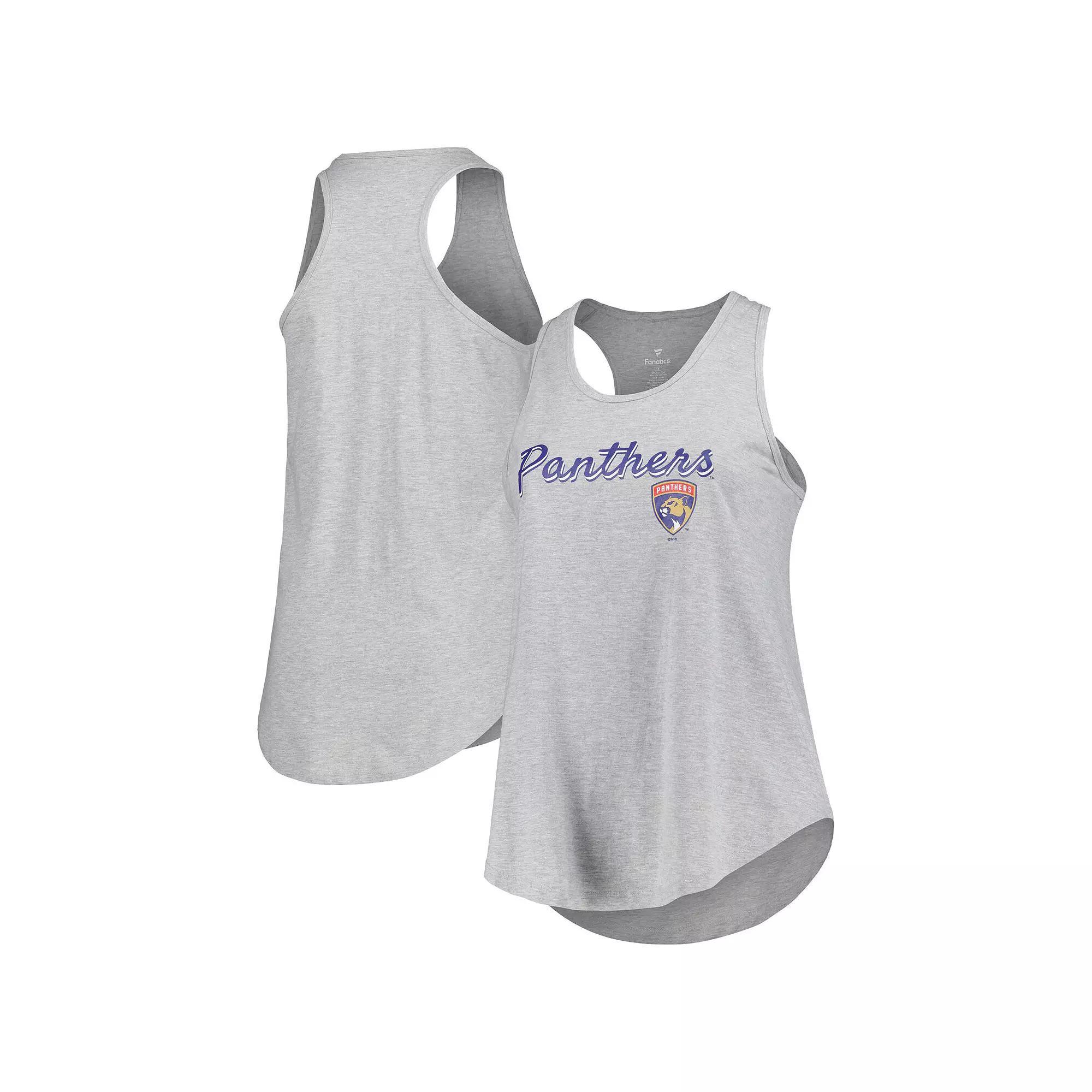 Women's Fanatics Branded Heather Gray Florida Panthers Plus Size Racerback Tank Top, Size: 2XL, Pnt Grey Product Image