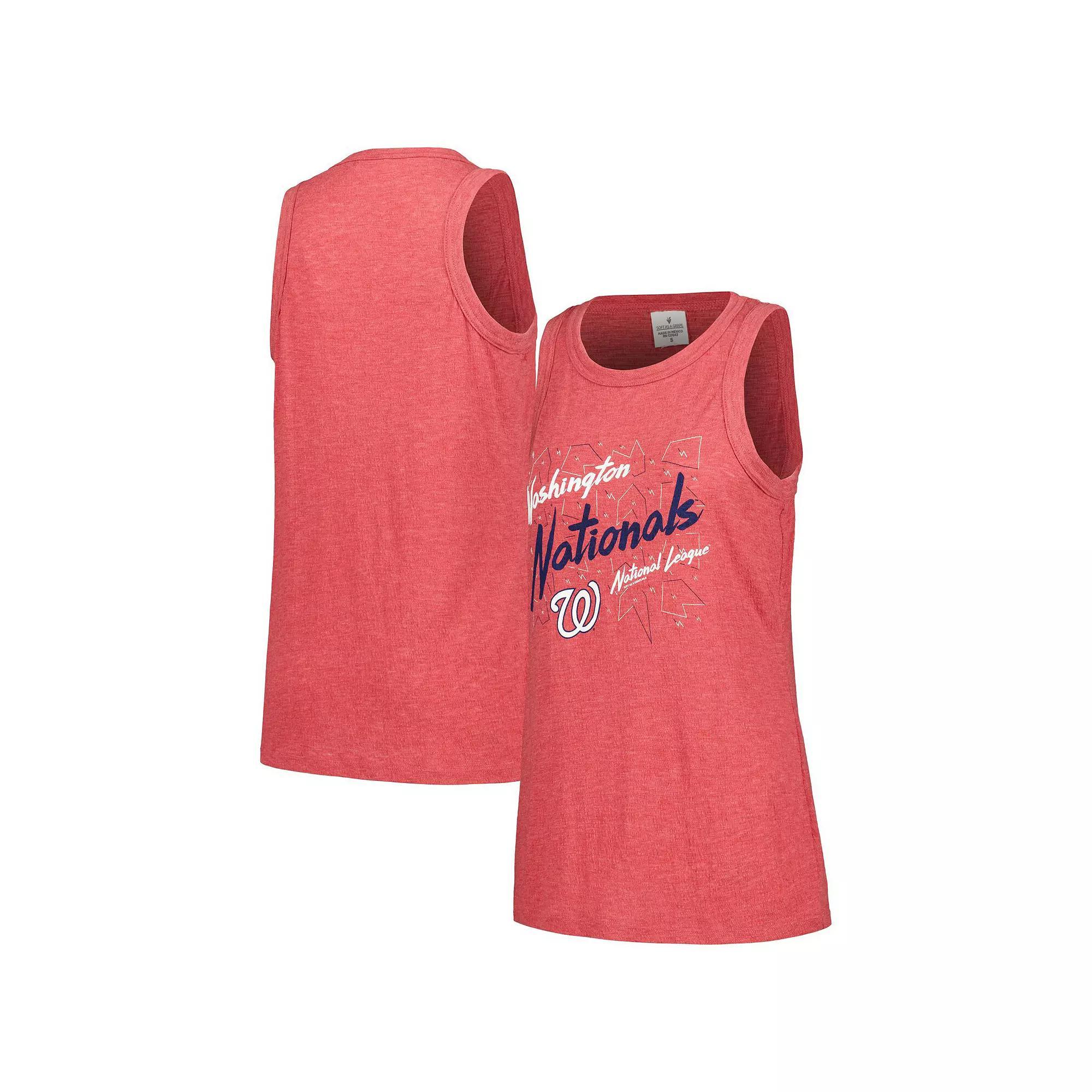 Women's Soft as a Grape Red Washington Nationals Gauze High Neck Tank Top, Size: Small Product Image