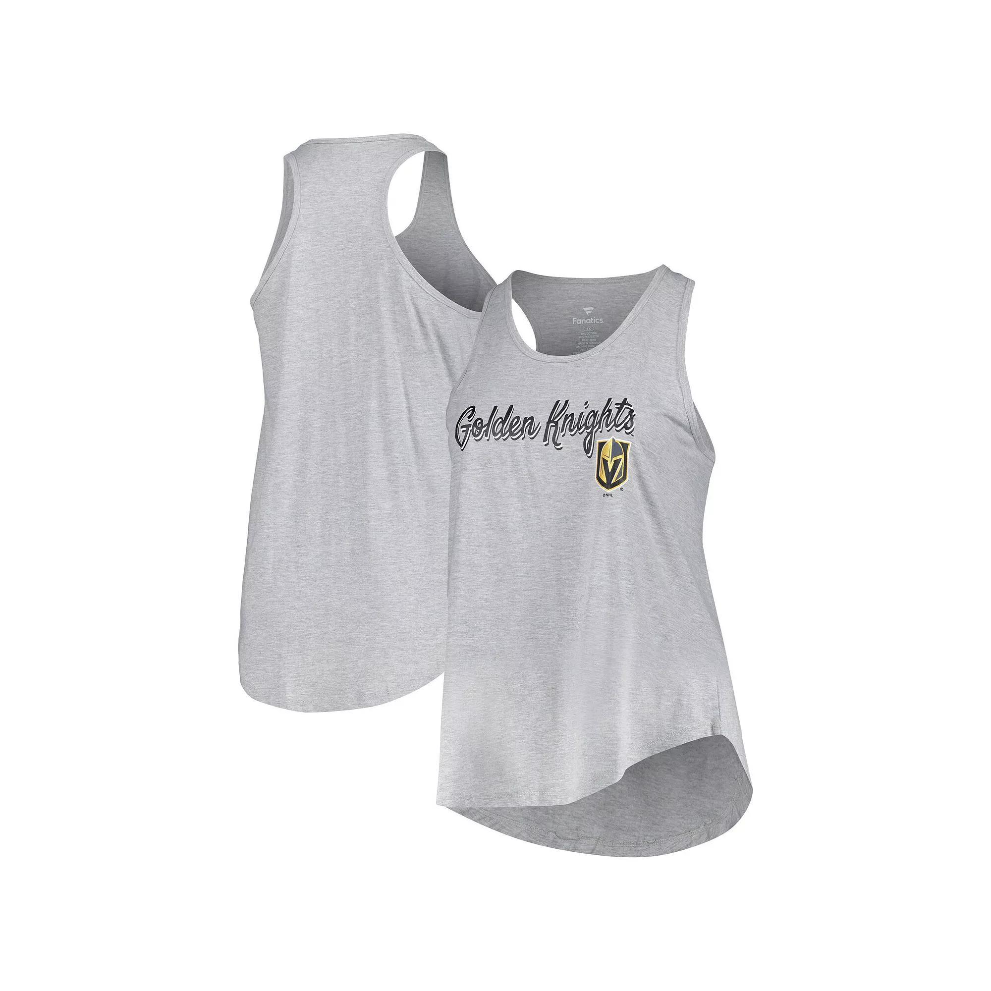 Women's Fanatics Branded Heather Gray Vegas Golden Knights Plus Size Racerback Tank Top, Size: 3XL, Lvk Grey Product Image