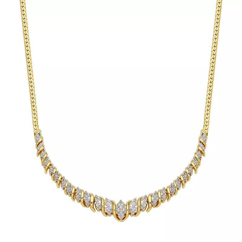 18k Gold Over Silver 1/10 Carat T.W. Diamond Collar Necklace, Womens White Product Image