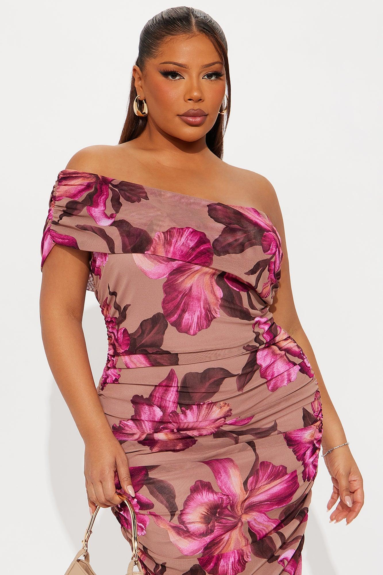 Major Legacy Floral Mesh Midi Dress - Pink/combo Product Image