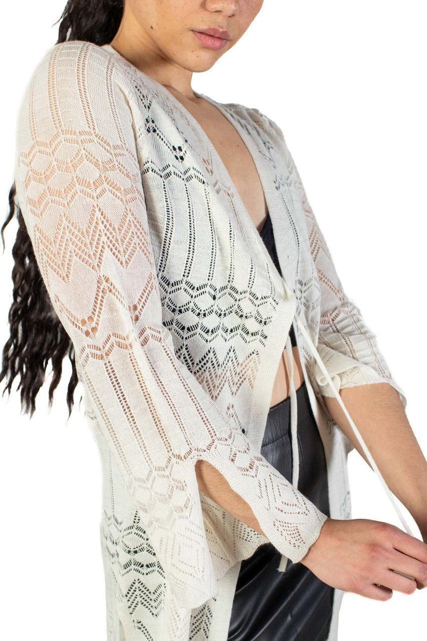 Ivory Long Pointelle Duster Product Image