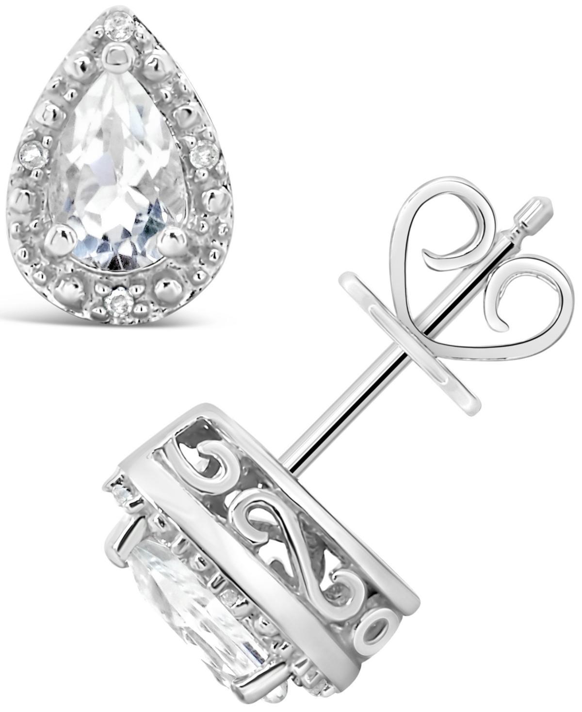 Celebration Gems Sterling Silver Pear Shaped Genuine Amethyst Diamond Accent Stud Earrings, Women's, Blue Topaz Product Image