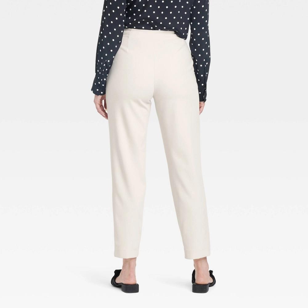 Womens High-Rise Tailored Trousers - A New Day Beige 14: Recycled Polyester, Tapered Leg, Ankle Length Product Image