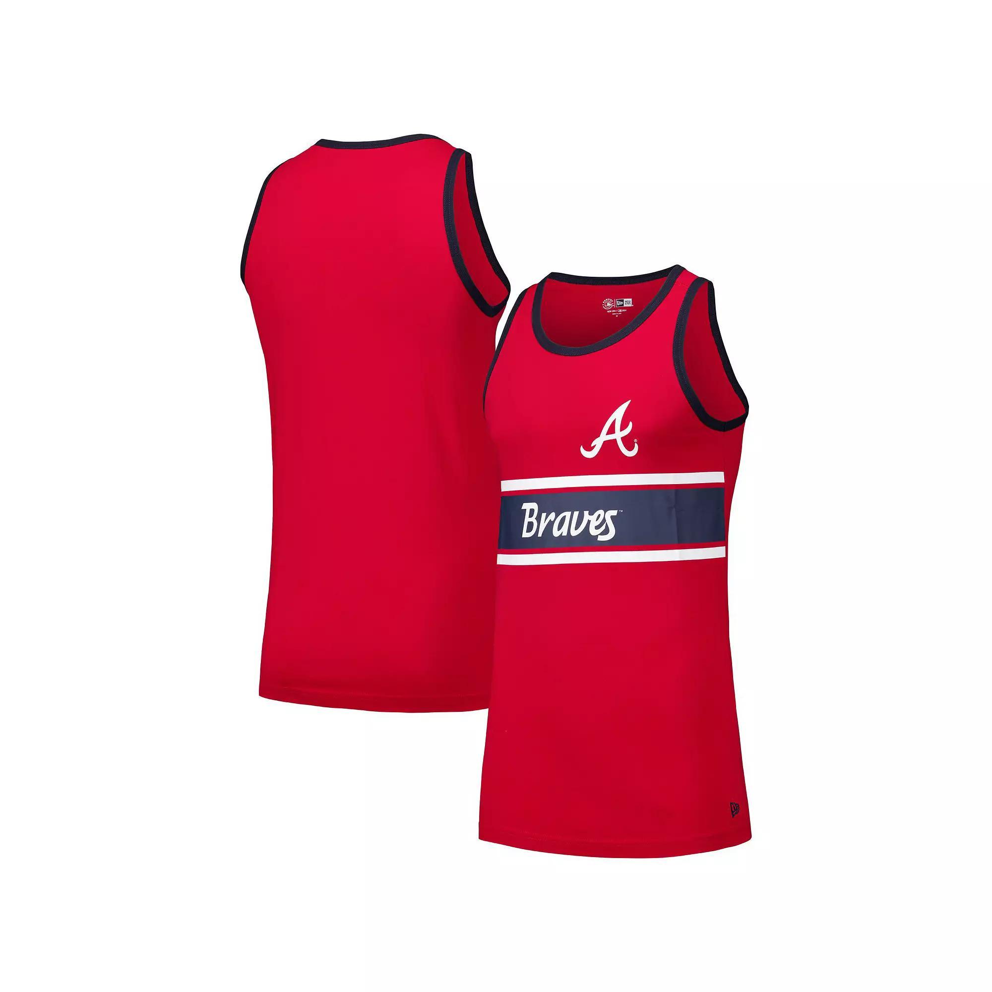Men's New Era Red Atlanta Braves Jersey Ringer Tank Top, Size: XL Product Image