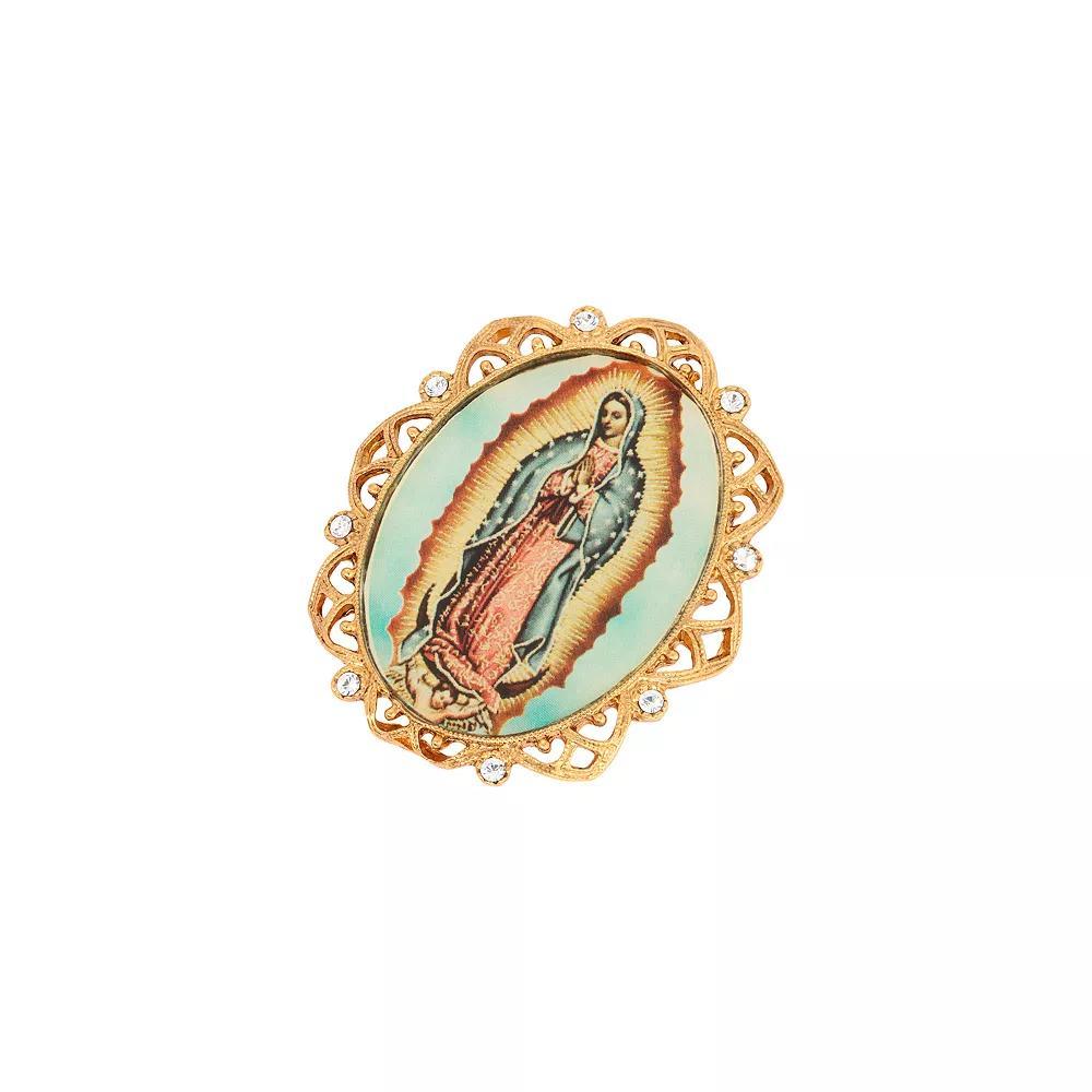 Symbols of Faith Gold-tone Our Lady Of Guadalupe Oval Pin, Womens, Multi Product Image