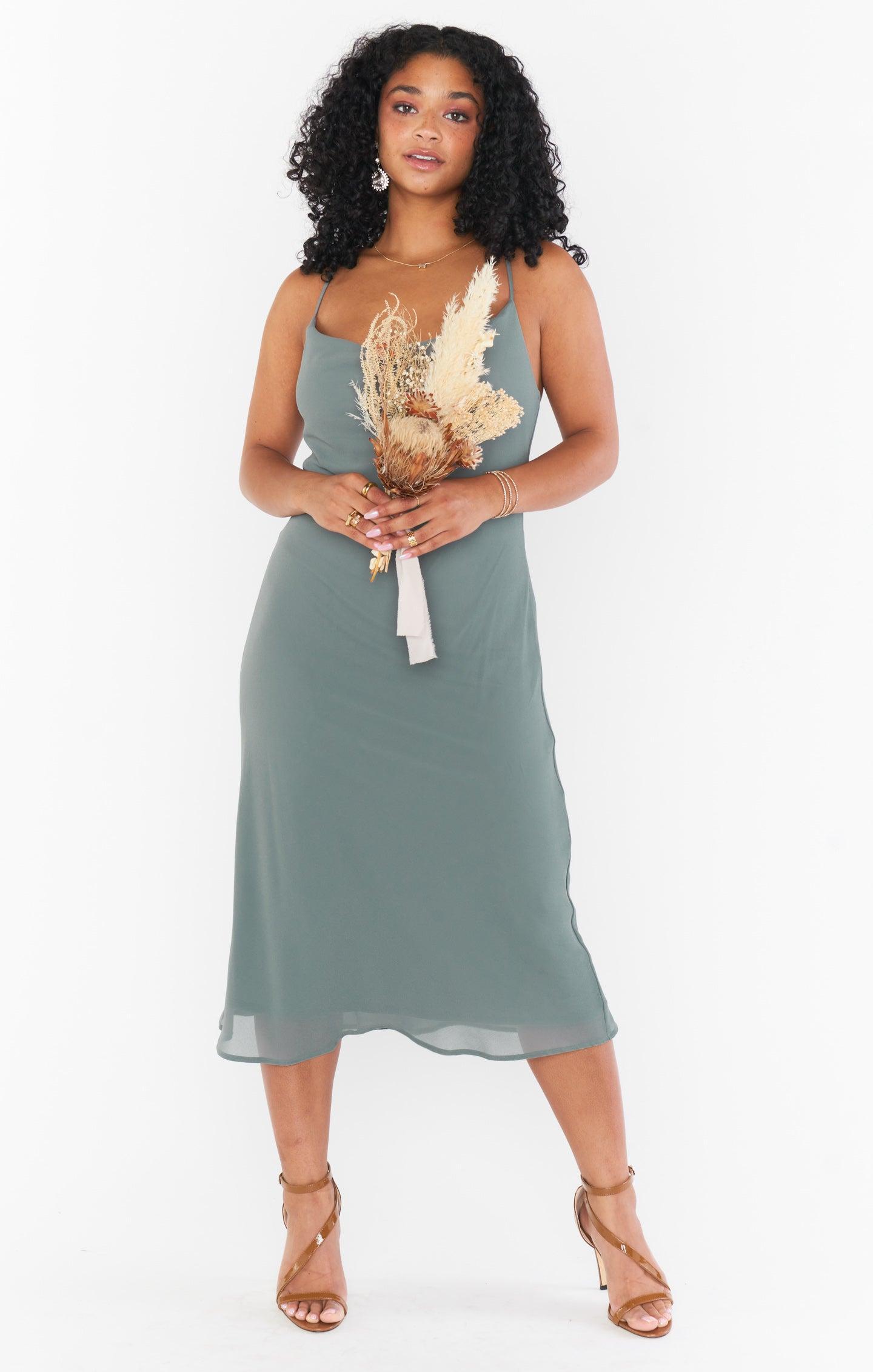 Verona Cowl Dress ~ Deep Sage Chiffon Product Image