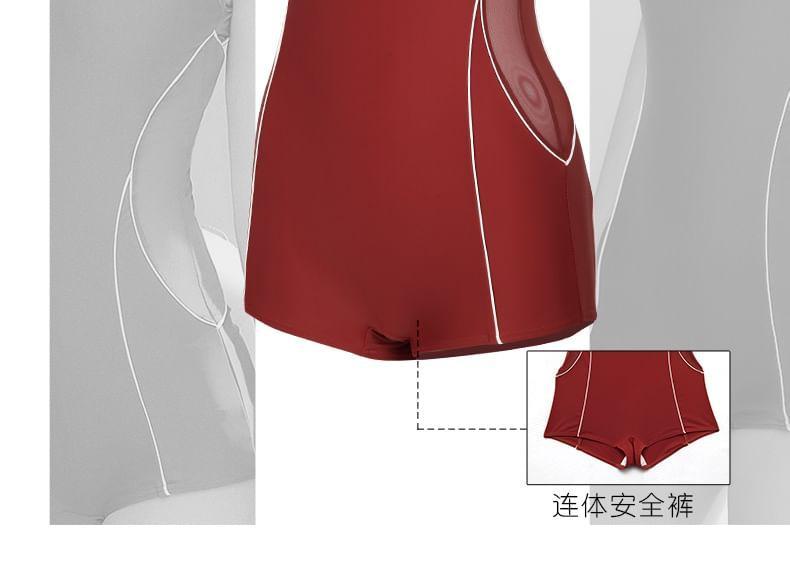 Sleeveless Lettering Swimsuit Product Image