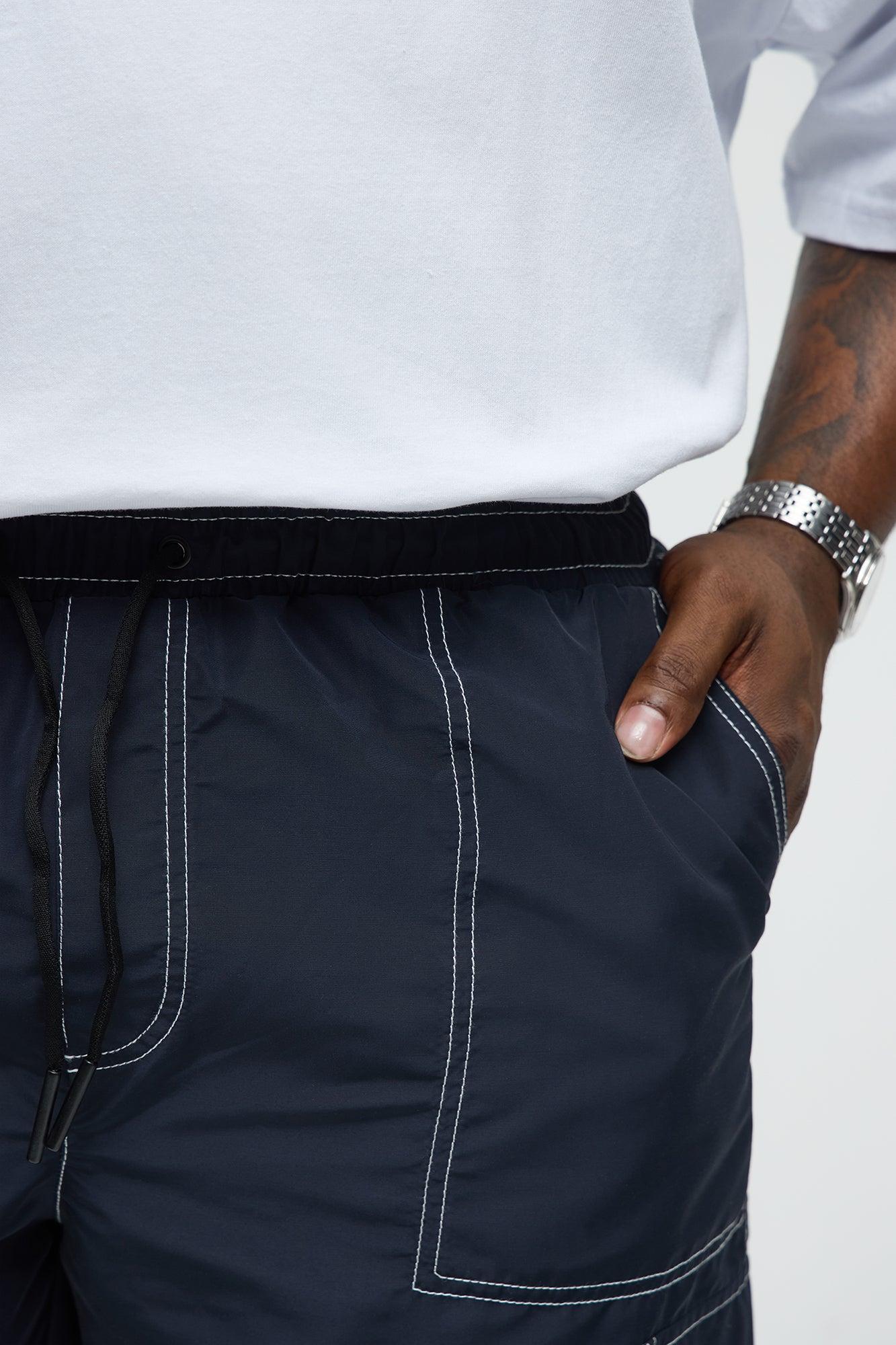 Contrast Stitch Nylon Cargo Short - Blue Product Image