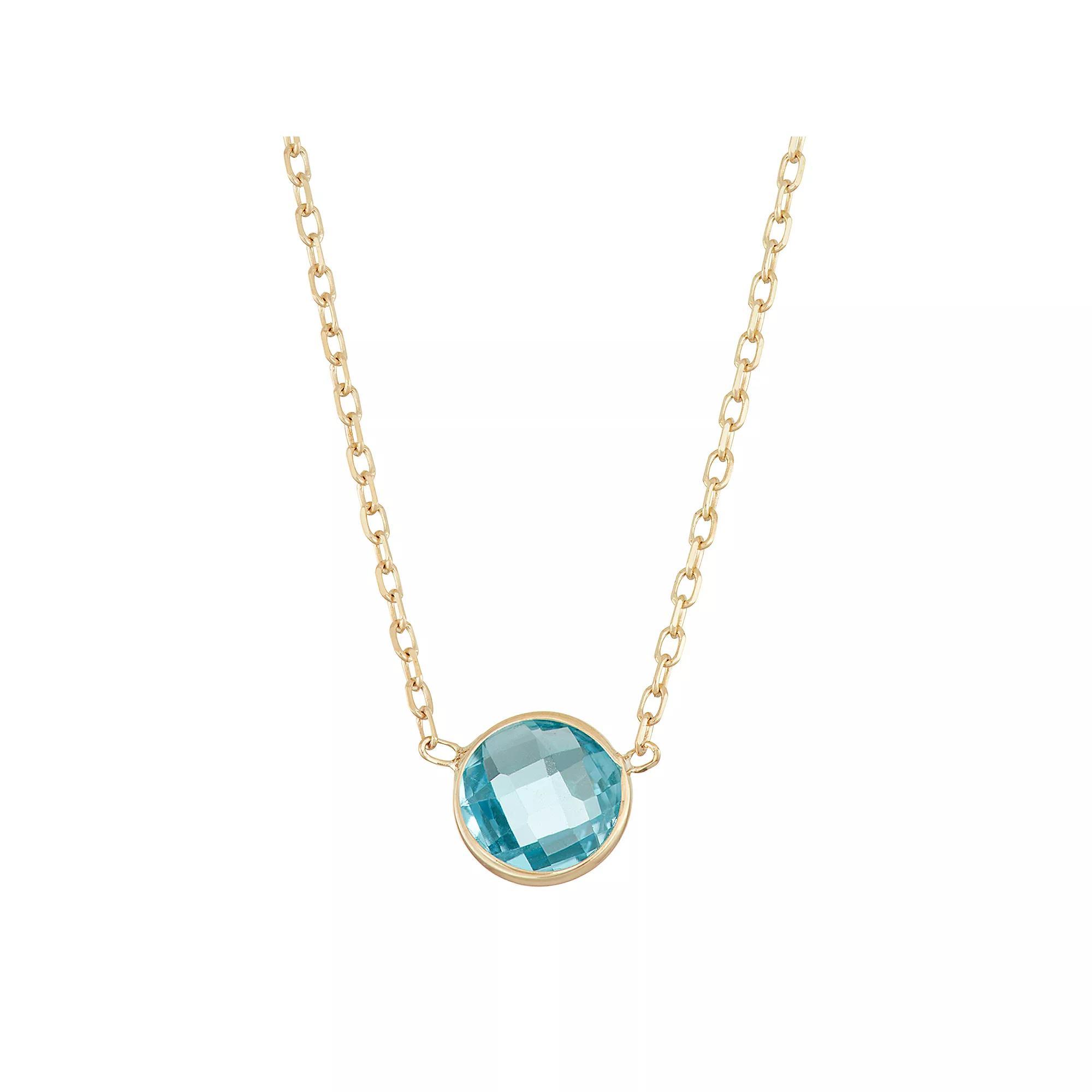 Designs by Gioelli 10k Gold Swiss Blue Topaz Circle Pendant Necklace, Women's, Size: 17" Product Image