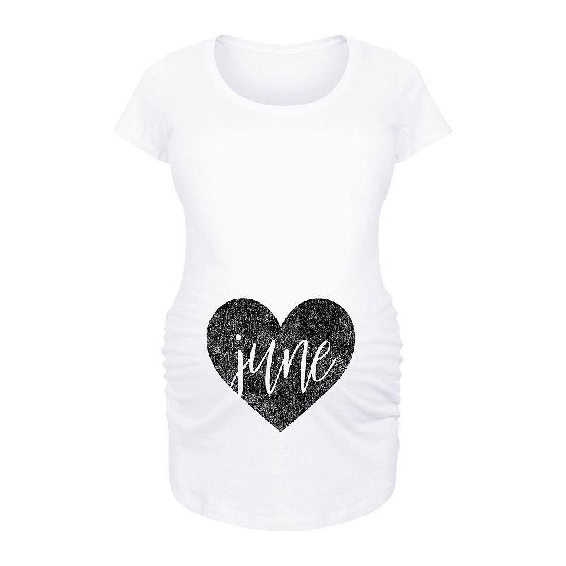 Maternity Heart June Graphic Tee, Womens Grey Dark Red Product Image