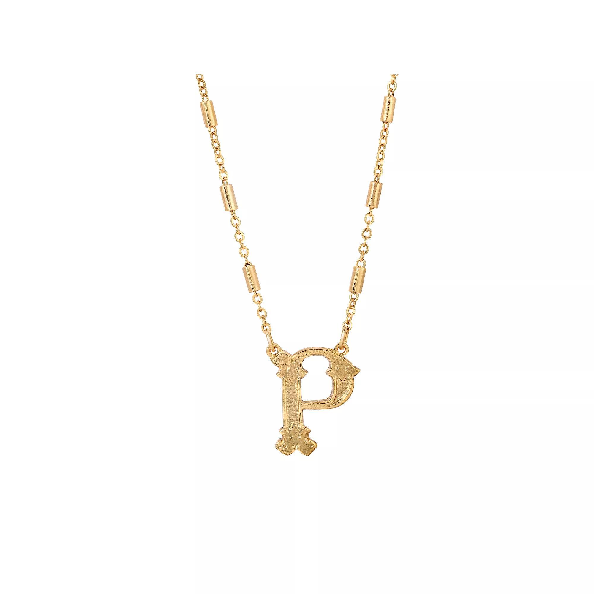 1928 Gold Tone Initial Necklace, Womens, Yellow L Product Image