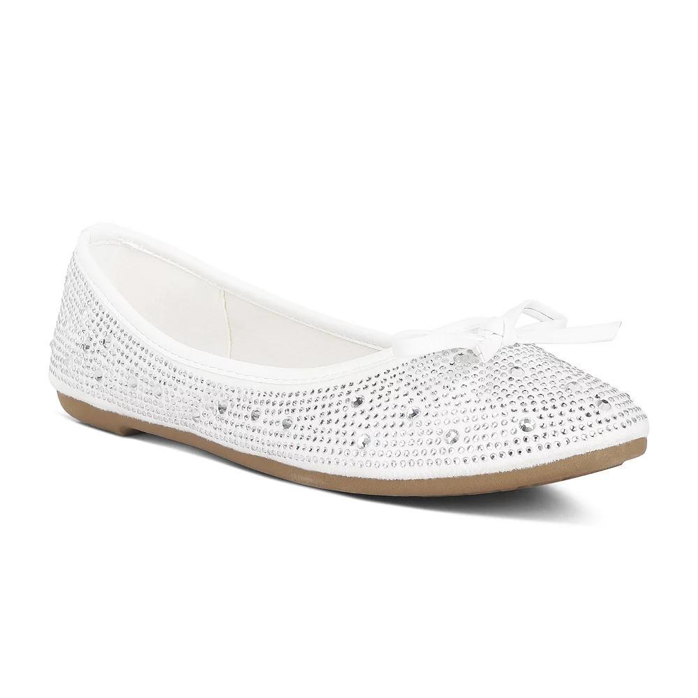 London Rag Women's Rhinestone & Stud Ballet Flats, Size: 7, Off White Product Image