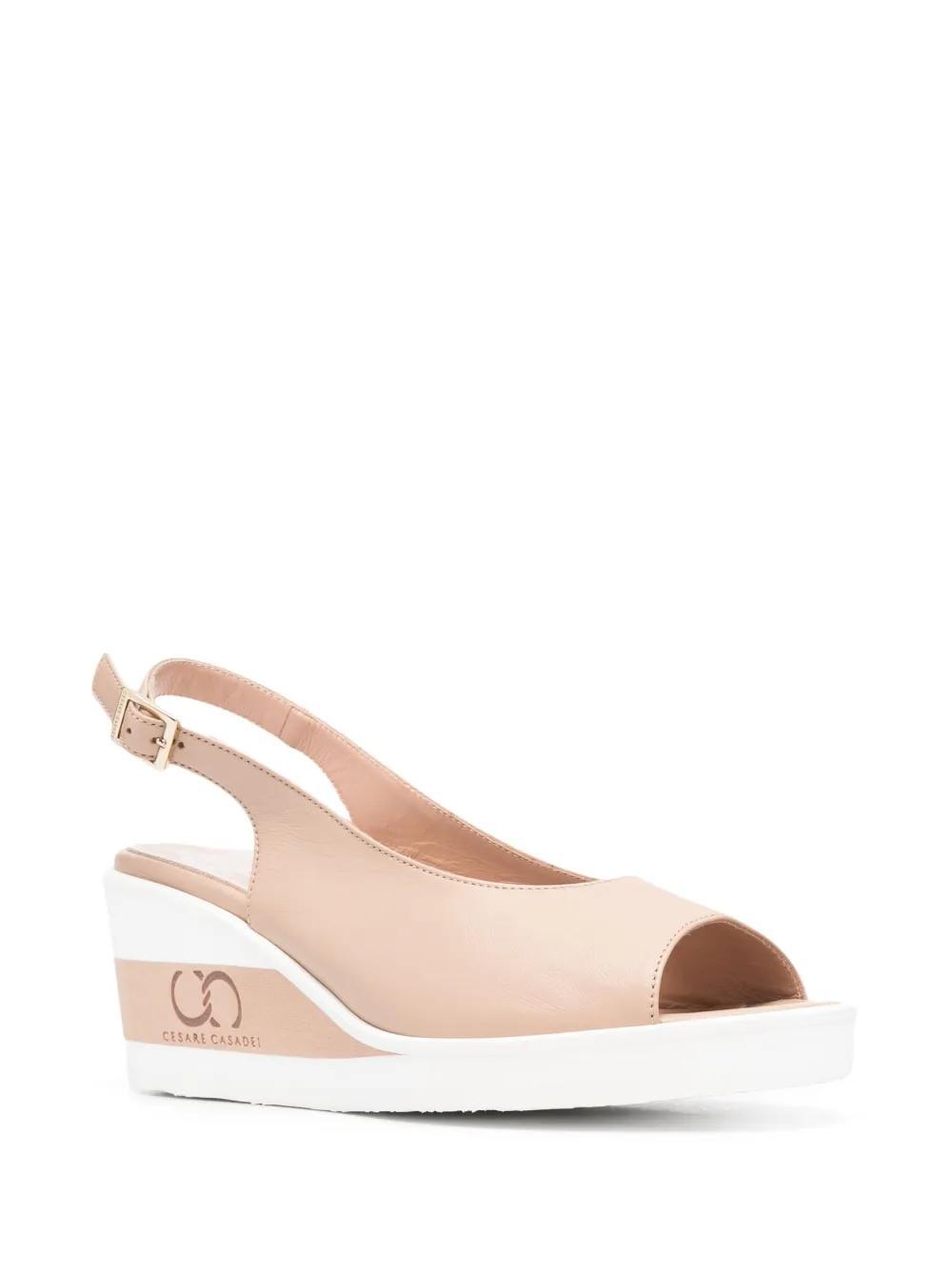 CASADEI Striped Wedge Sandals In Nude Product Image