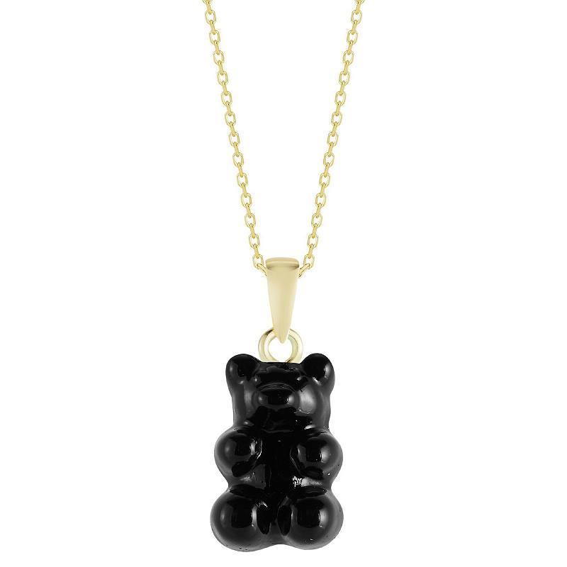 Sunkissed Sterling 14k Gold Over Silver Gummy Bear Necklace, Womens Gold Tone Black Product Image