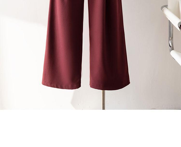High Rise Plain Wide Leg Slacks Product Image