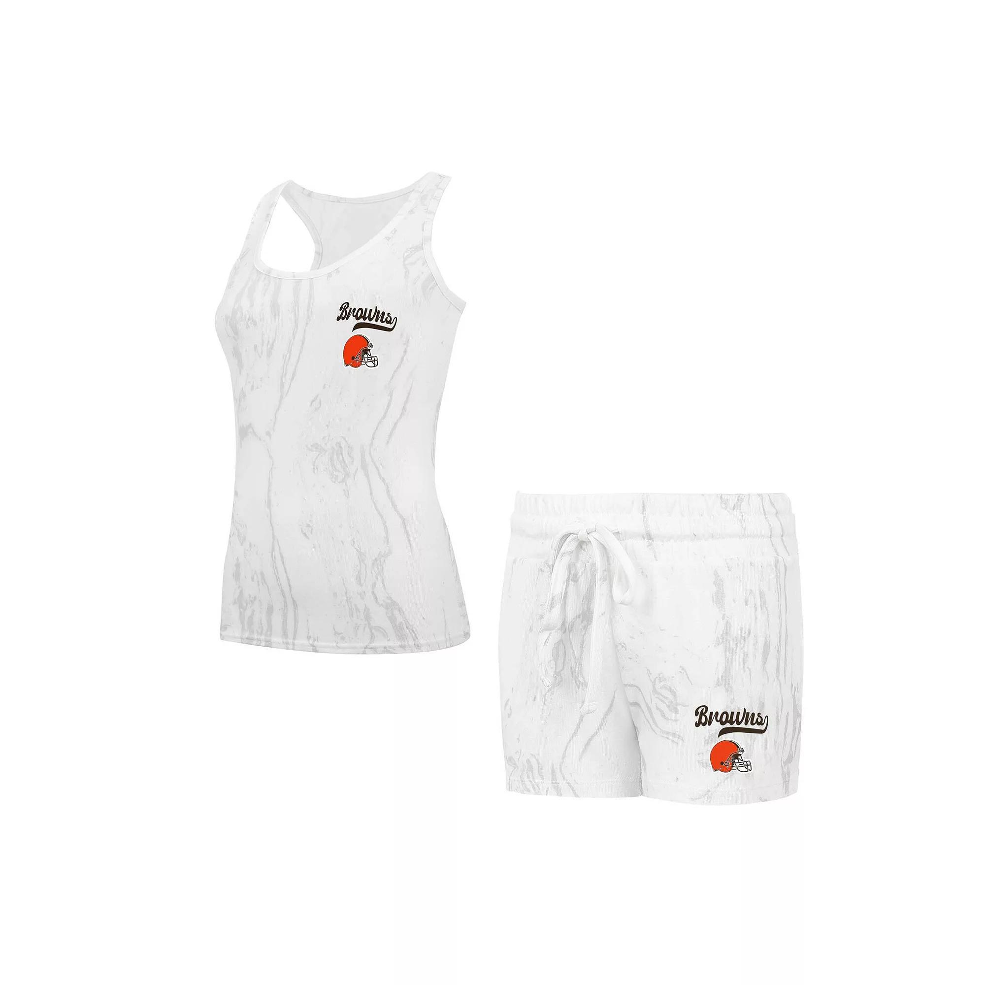 Women's Concepts Sport Cleveland Browns Quartz Hacci Knit Tank Top & Shorts Sleep Set, Size: Large, White Product Image