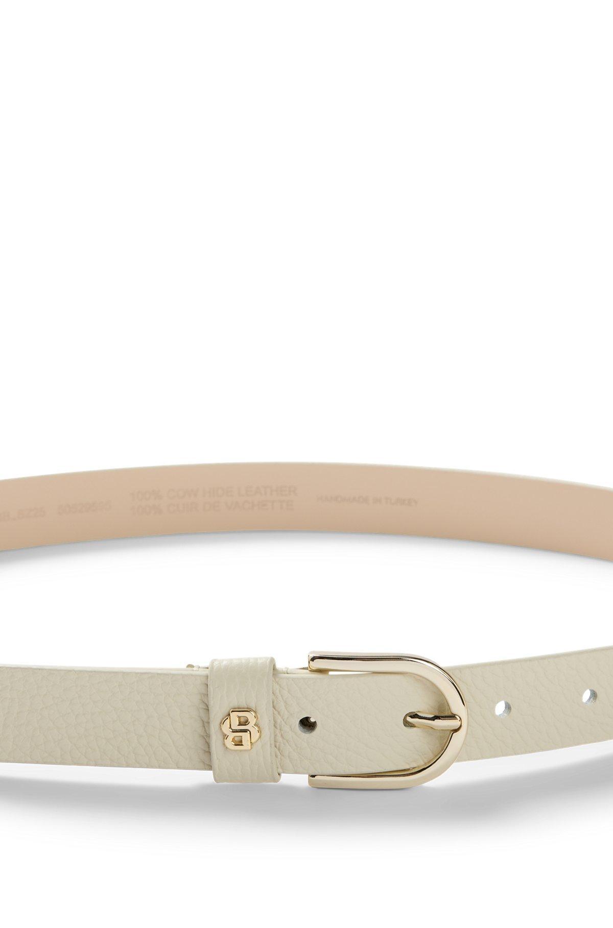 BOSS - Grained-leather belt with Double B monogram - Black Product Image