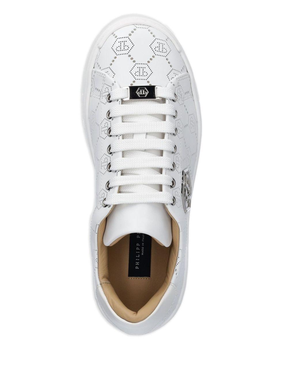 logo-plaque perforated sneakers Product Image
