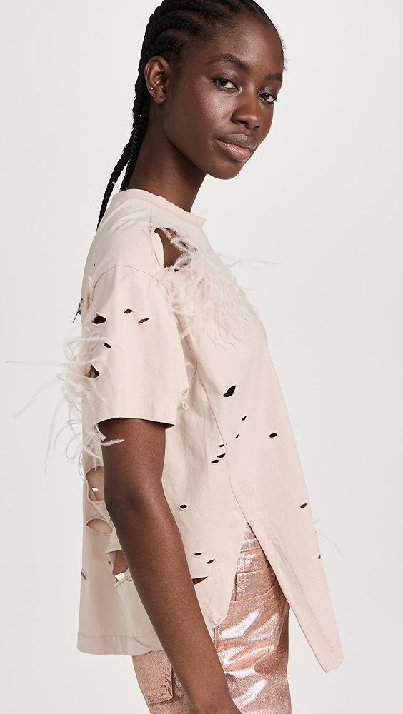 Marques Almeida Distressed T-Shirt with Feathers | Shopbop Product Image