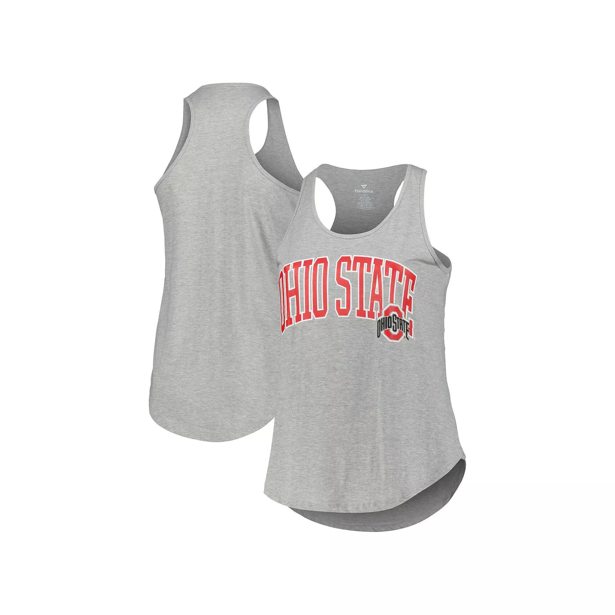 Women's Profile Heather Gray Ohio State Buckeyes Arch Logo Racerback Scoop Neck Tank Top, Size: 3XL, Grey Product Image