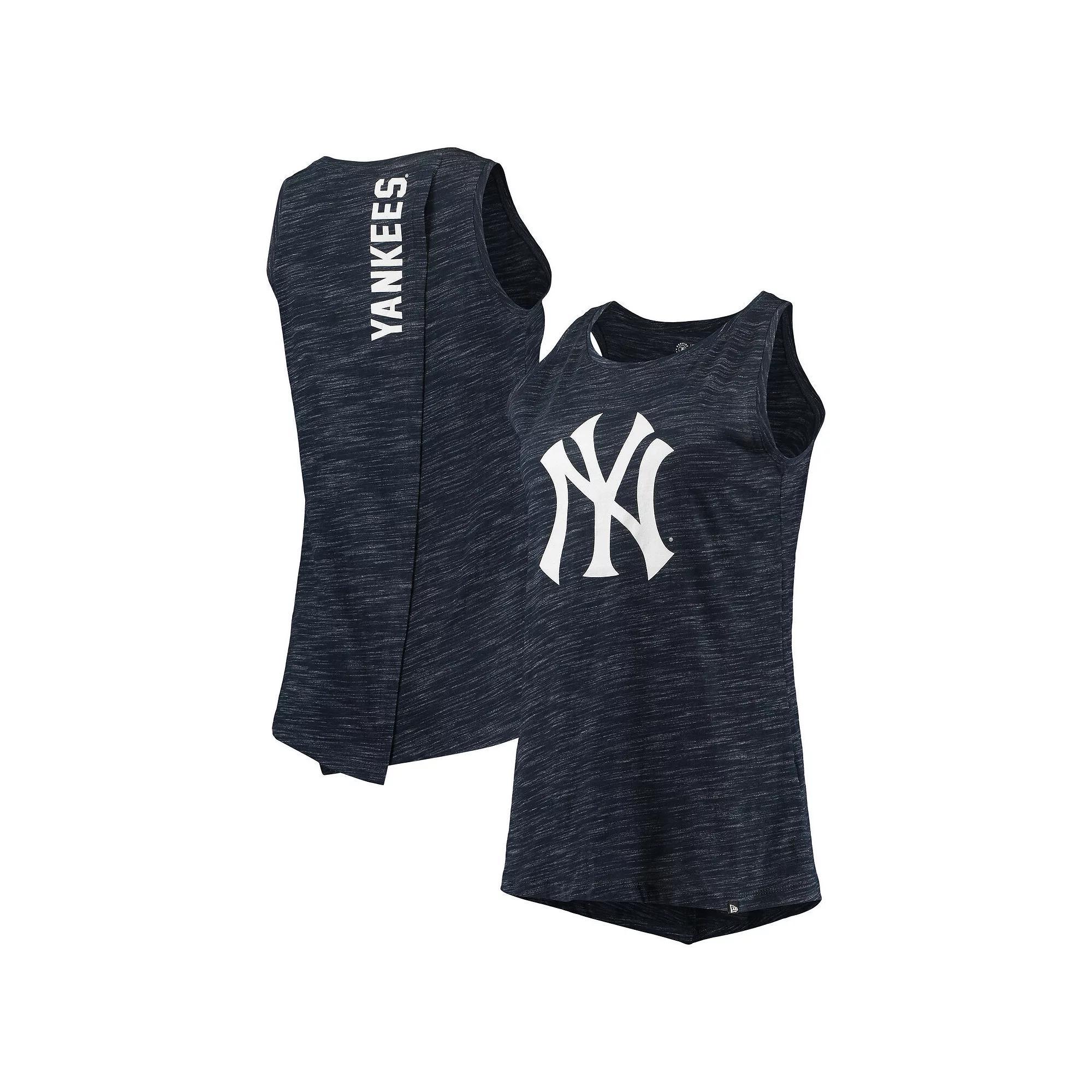 Women's New Era Navy New York Yankees Space Dye Back-Knot Tank Top, Size: Medium, Blue Product Image