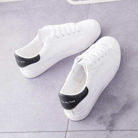 Platform Lace-Up Faux Leather Sneakers Product Image