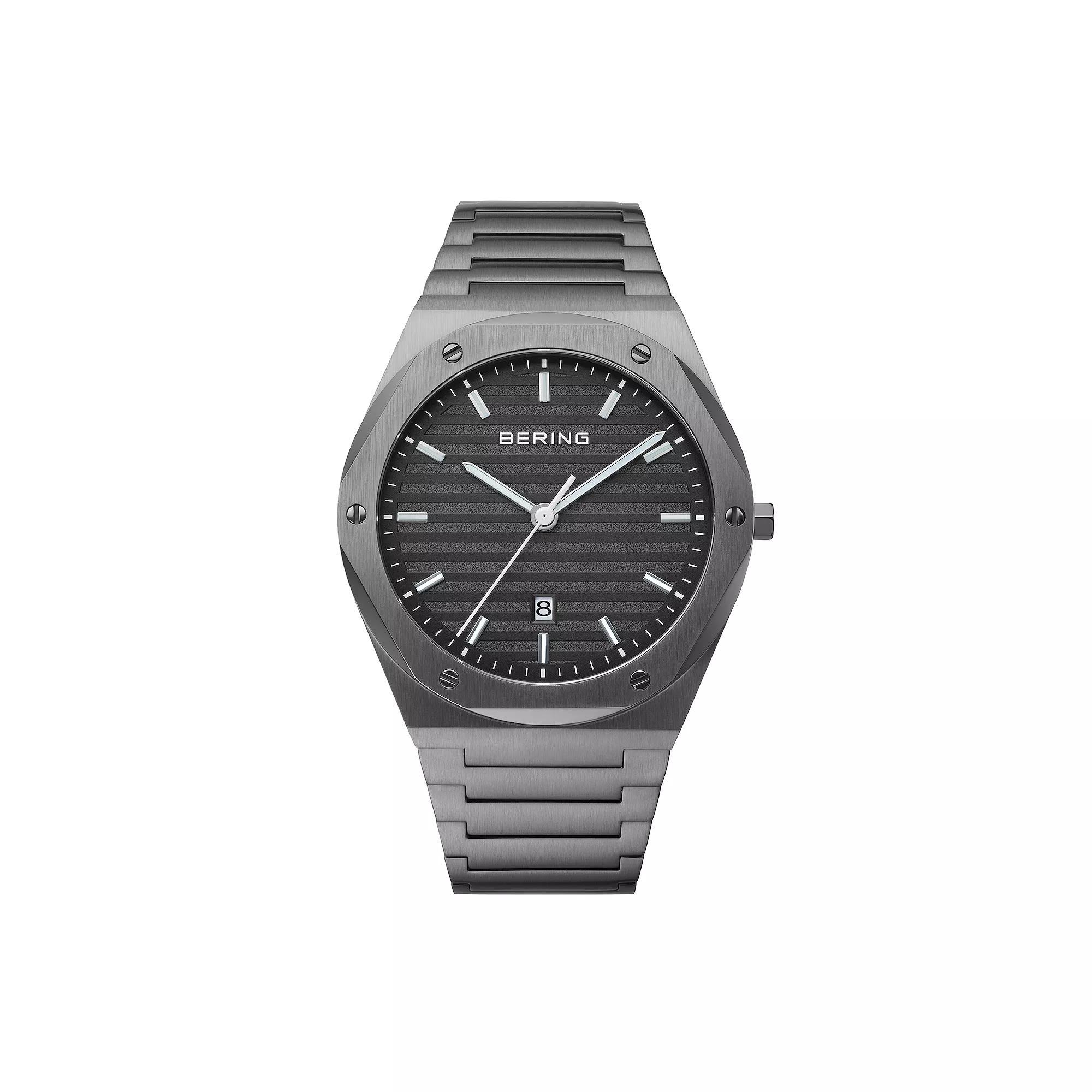 BERING Men's Gray Stainless Steel Classic Link Bracelet Watch, Size: Large Product Image