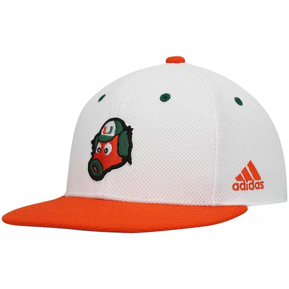 Men's adidas White Miami Hurricanes On-Field Baseball Fitted Hat, Size: 7 5/8 Product Image