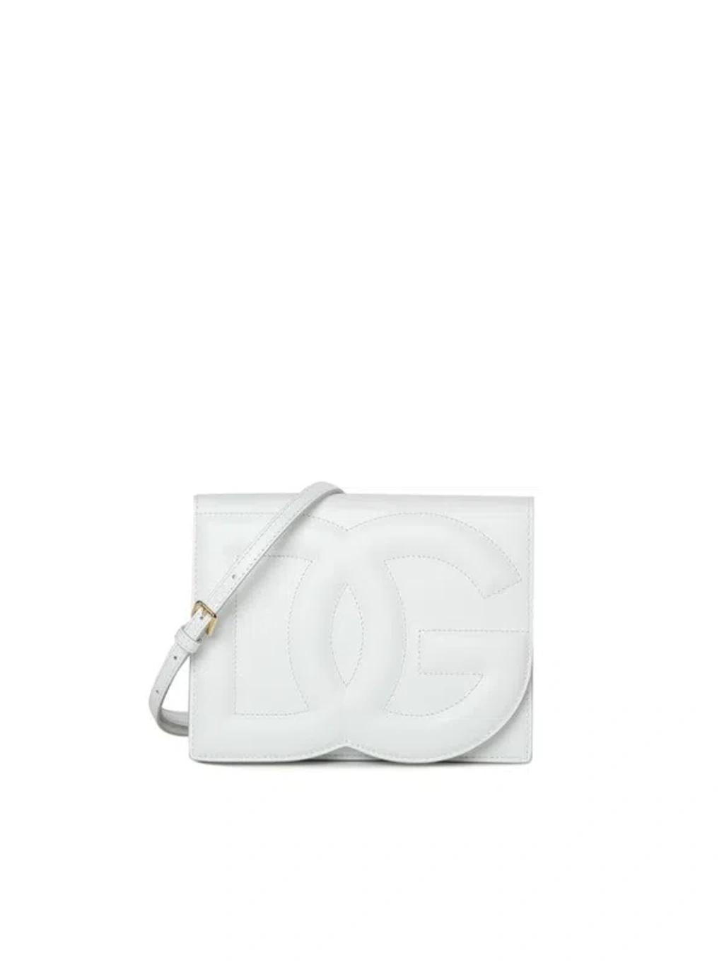 DOLCE & GABBANA Logo Bag Shoulder Bag In Calfskin In White Product Image