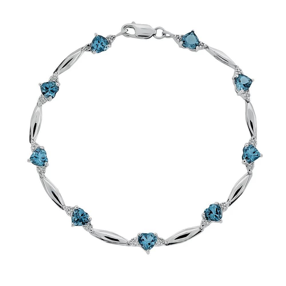 Gemminded Sterling Silver Citrine and Diamond Accent Heart Bracelet, Women's, Size: 7.5" Product Image