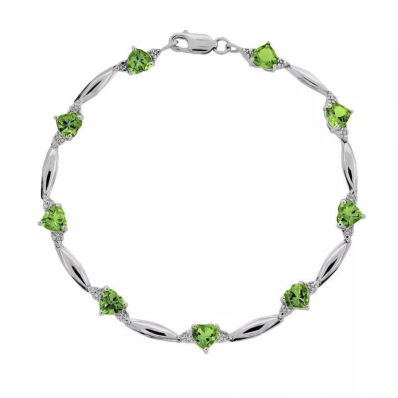 Gemminded Sterling Silver Citrine and Diamond Accent Heart Bracelet, Women's, Size: 7.5" Product Image