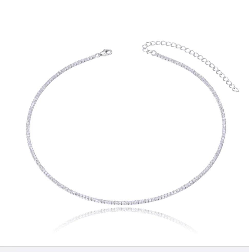 Sterling Silver Gold Vermeil CZ Tennis Choker Product Image