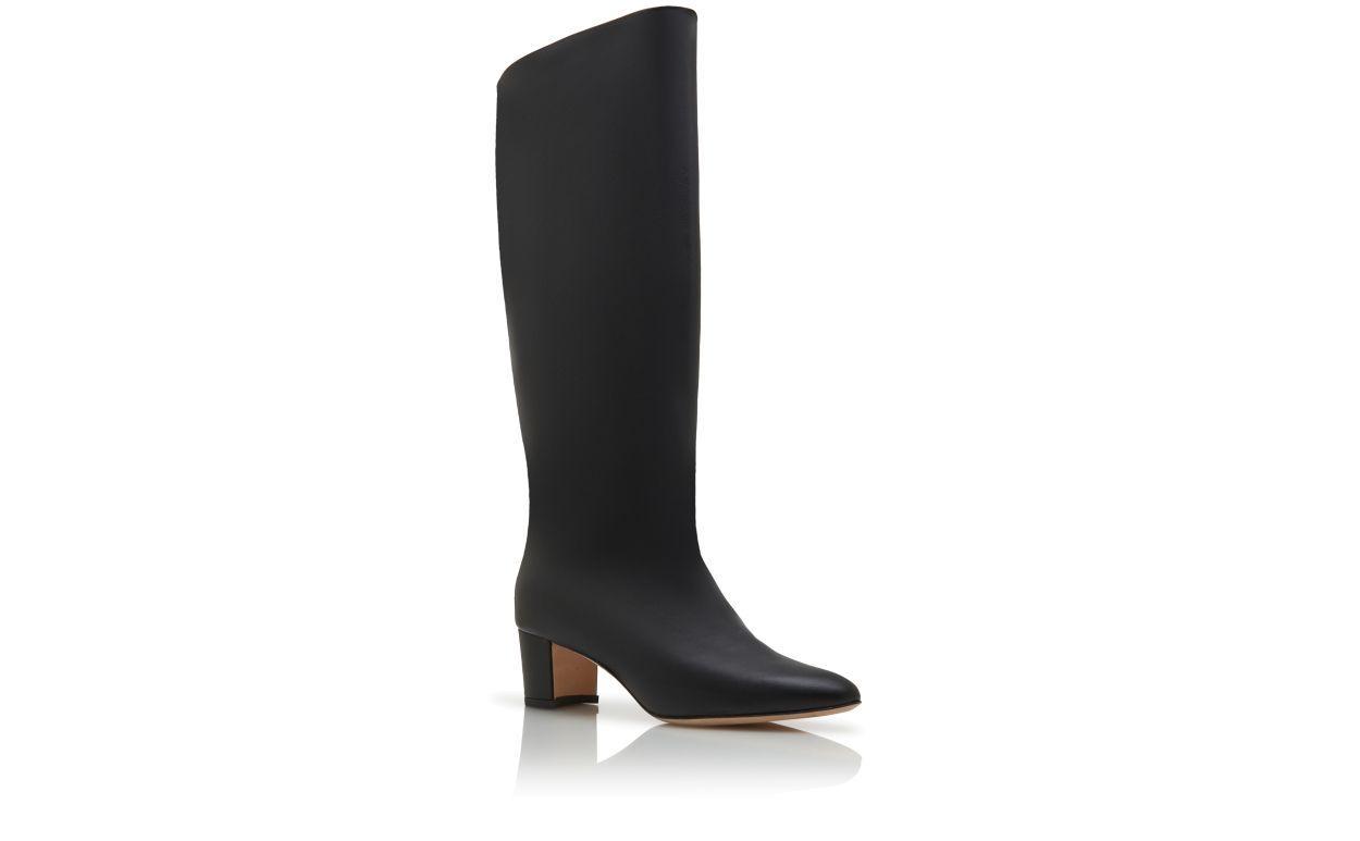 MYRA Black Calf Leather Knee High Boots  Product Image